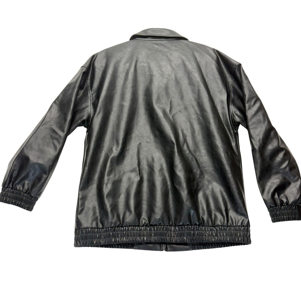 Sampeel Jacket Mens L Black Faux Leather‎ Bomber Zip Up Casual - Picture 3 of 13